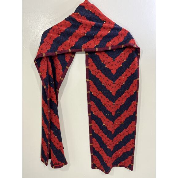 Kenzo Paris Angora Blend Scarf Floral Chevron Maximalist Dopamine Luxe Designer - Picture 7 of 11
